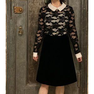 Vintage Gorgeous super soft rich black velvet knee length skirt from 60s mod lux